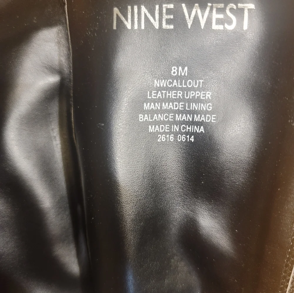 Nine West Black Genuine Leather Buckle Moto Tall Zip Riding Boots